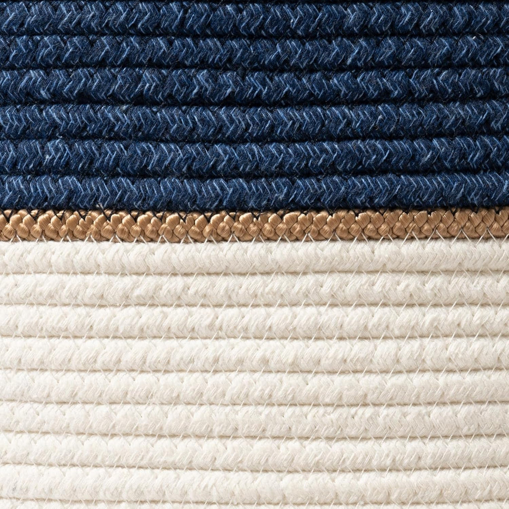 LA JOLIE MUSE Woven Basket Rope Storage Baskets - Large Cotton Organizer, Basket for Baby Blanket, Kids Toy Nursery Laundry Basket Navy Blue M