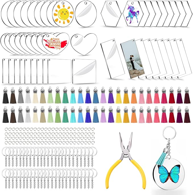 251PCS Blank Keychains for Vinyl, Acrylic Blanks Bulk by Myzzxt