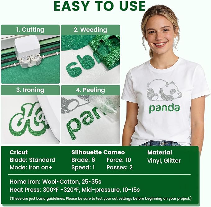 Green Glitter HTV Heat Transfer Vinyl - Image 2