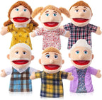 6 Pcs Family Hand Puppets 12 Inch Grandparents, Mom & Dad, Brother & Sister by ZJoey