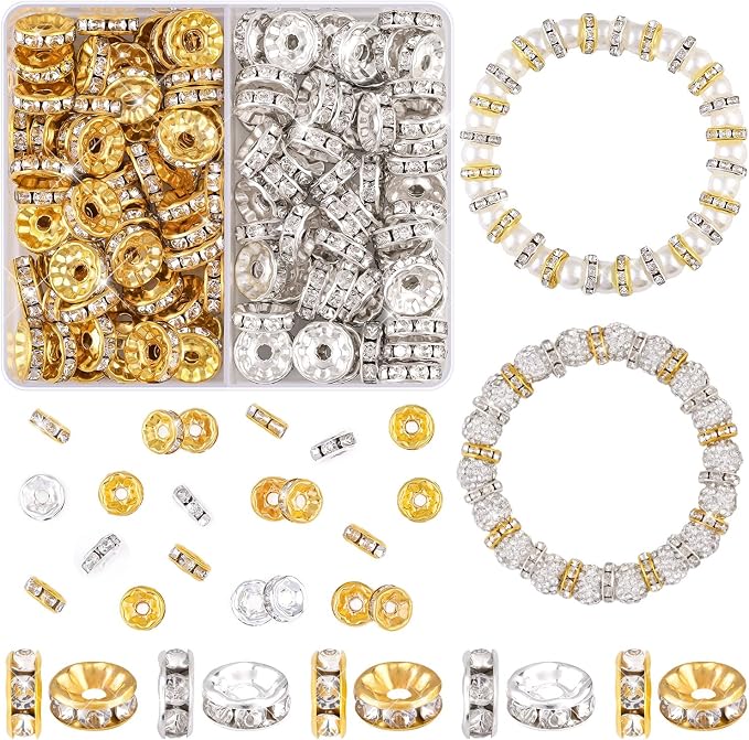 100 pcs 10mm Spacer Beads for for Jewelry Making | Rondelle Bead Spacers Bulk by TINKRSTUFF