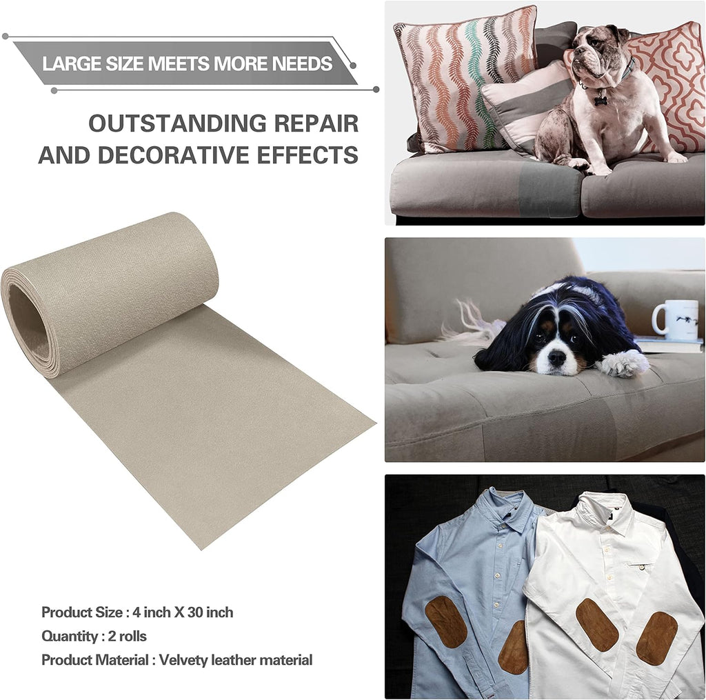 Velvet Repair Patch, Self-Adhesive Flannel Fabric Patch, Multi Colors, Microfiber Patch，Can be Used to Patch Sofas, Car Seats, Handbags, Jacket Holes and Tears (Light Khaki)