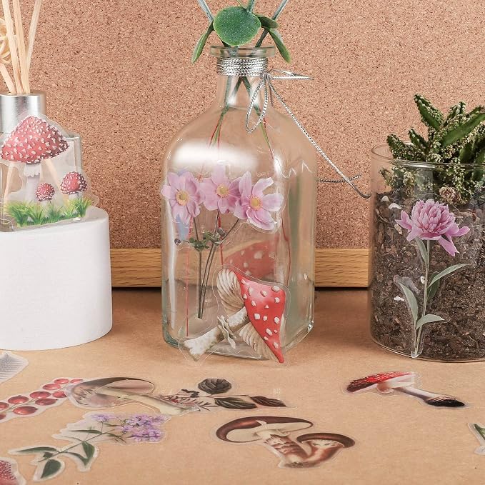 pengxiaomei 200 Pcs Floral Scrapbooking Vintage Stickers, Self-Adhesive Flowers - Image 7