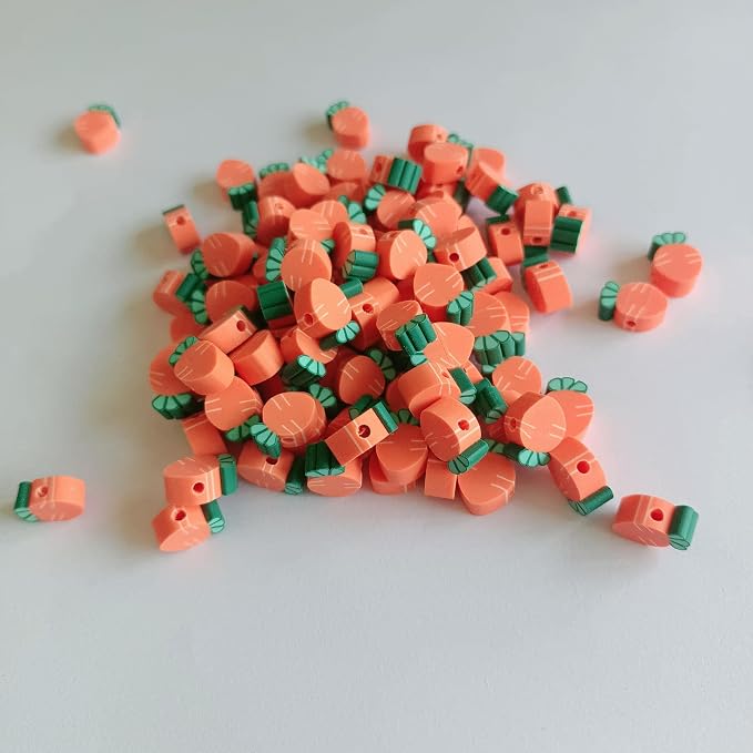 100pcs Carrot Polymer Clay 10mm Spacer Beads - Image 4