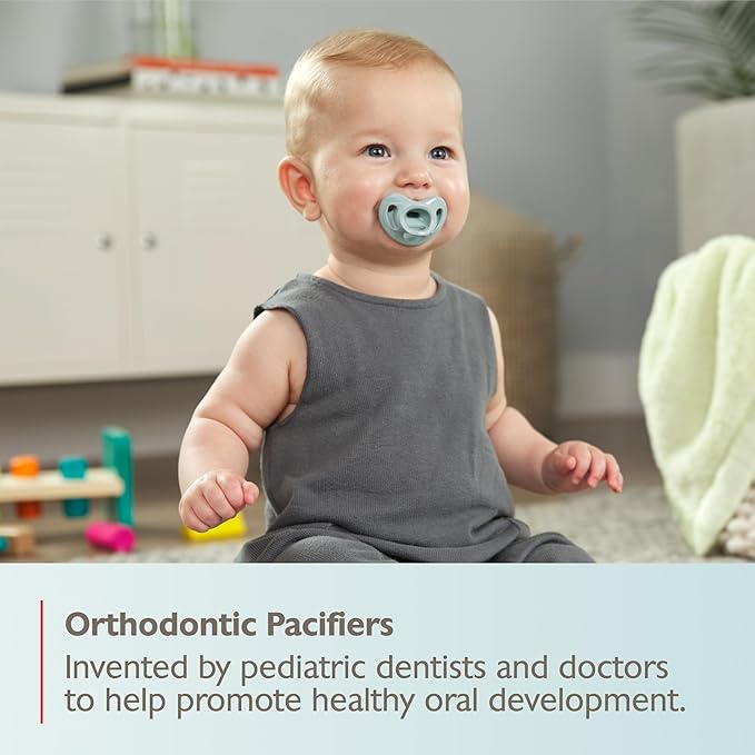 NUK 100% Silicone Comfy Orthodontic Pacifiers, 0-6 Months, Neutral Fashion, Timeless Collection, 5 Count
