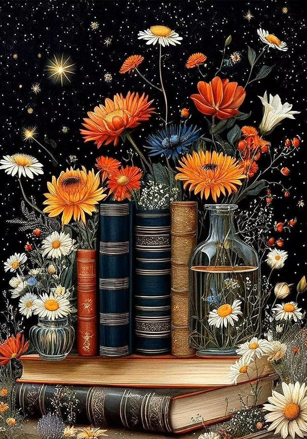 Book Flower Diamond Art Kits for Adults, DIY 5D Diamond Painting Kits for by RYMILIE