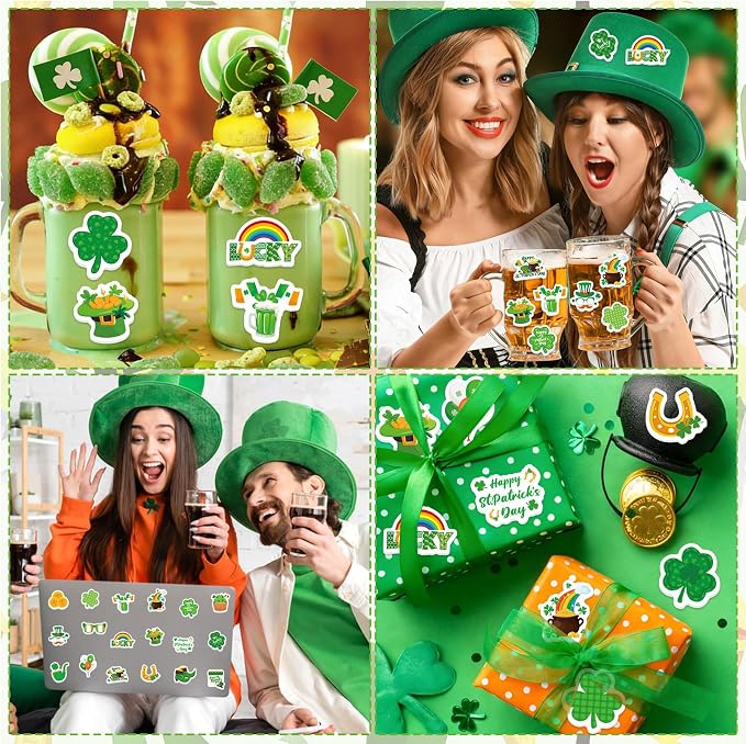 300Pcs St. Patrick’s Day Foam Stickers, Self-Adhesive Lucky Shamrock Clover - Image 5