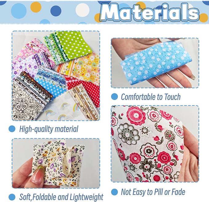 150Pcs 4" x 4" Cotton Craft Fabric Bundle Squares, Squares Sheets Patchwork - Image 3