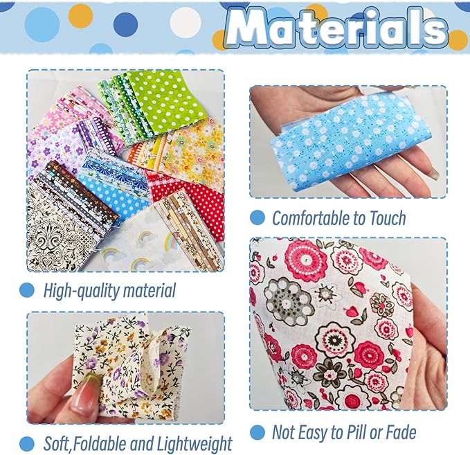 150Pcs 4" x 4" Cotton Craft Fabric Bundle Squares, Squares Sheets Patchwork - Image 3