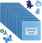 40 Pcs Stiff Felt Fabric Sheet for Crafts, 1mm Thick and 6”x6”Blue Series Felt by Tiparts