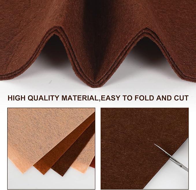 Whaline 18Pcs Felt Fabric Sheets Soft Thick Assorted Brown Craft Felt Pack - Image 3