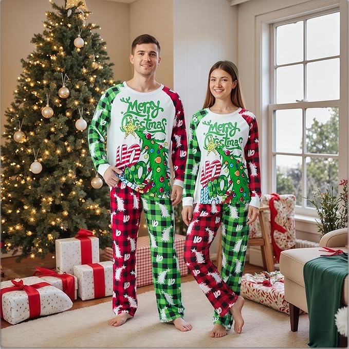 Awoscut Family Christmas Pajamas Matching Pajamas for Family, Xmas PJs Sets Holiday Sleepwear