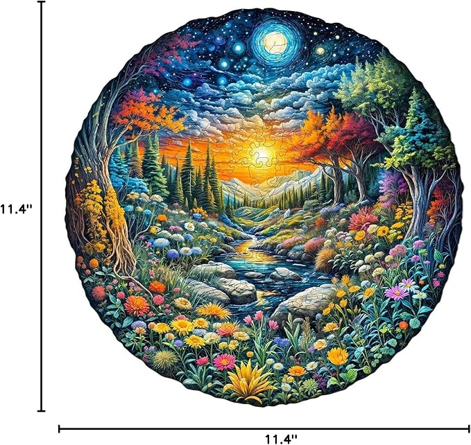 Sun Moon Forest Puzzles Adults Gifts Wooden 200 Pieces 11.4 * 11.4in - Image 9