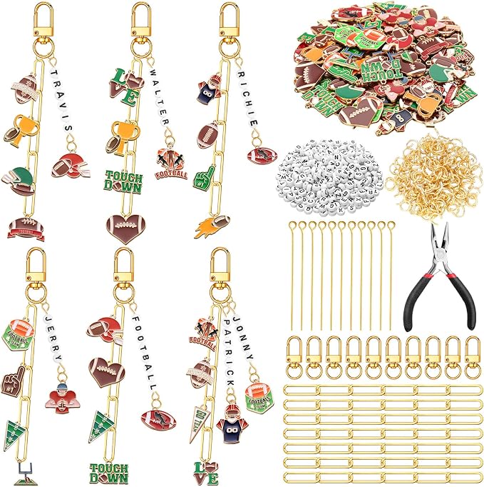 CraftyDream 558 Pcs Football Keychains Making Kit Football Charms DIY Key Chain by CraftyDream