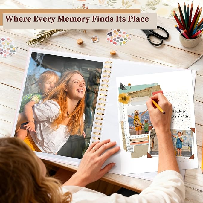 8.5x11 Inch Scrapbook Photo Album, Linen Cover DIY Scrapbooks - Image 2