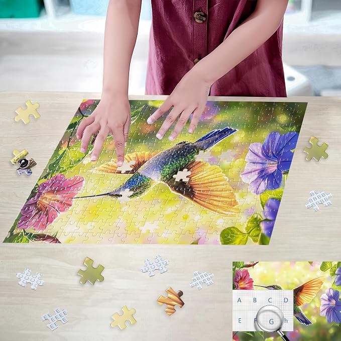 300 Pieces Puzzle for Adults, Hummingbird Flowers Large Pieces Jigsaw Puzzle - Image 7