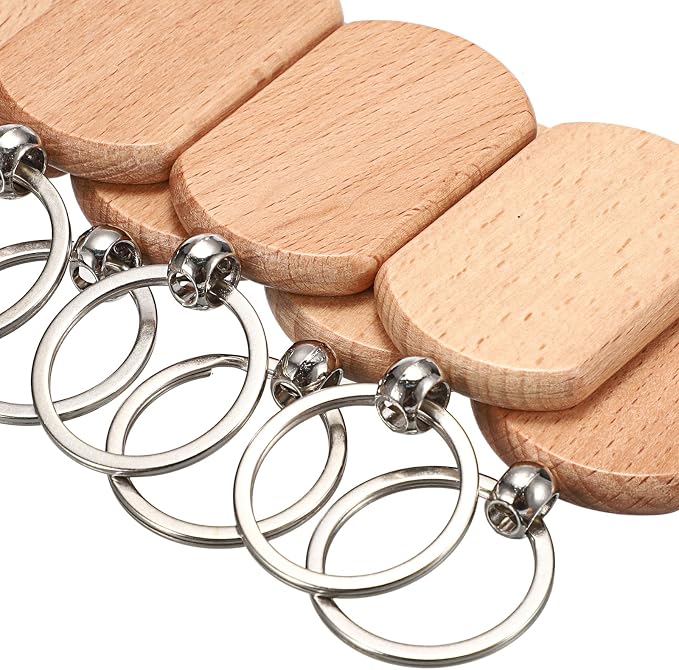 JUXYES 200 PCS Unfinished Wooden Keychain Blanks - Image 8
