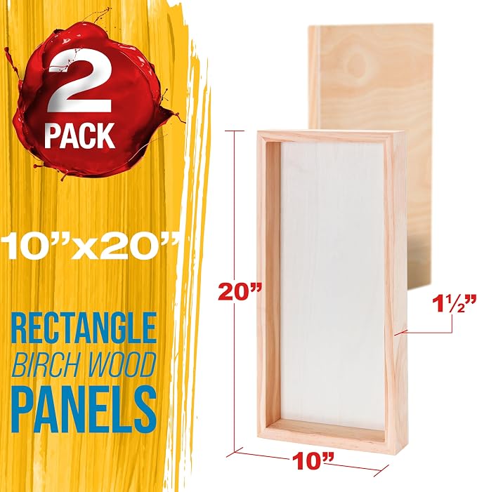 U.S. Art Supply 10" x 20" Unfinished Cradled Wood Panels - Image 2