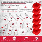 Ultimate 121-Piece Pegboard Hooks Set, Pegboard Accessories - Image 2