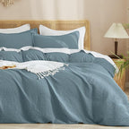 PHF Waffle Duvet Cover Set King Size, No Snagging Ultra Soft Luxury Textured by PHF