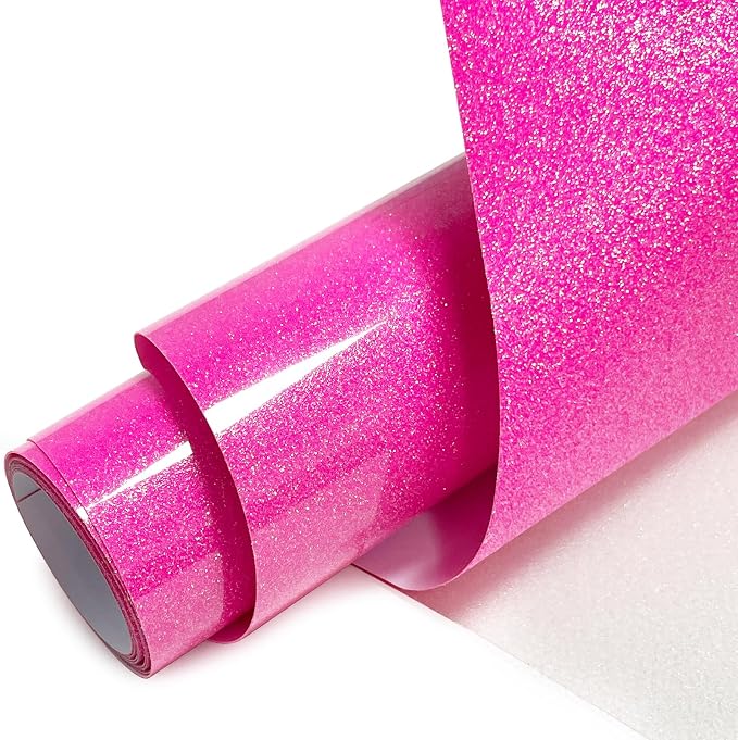 Neon Pink Glitter Heat Transfer Vinyl 12" x 5 ft HTV by MerryMade