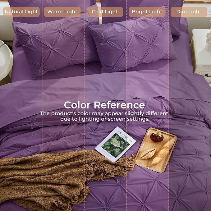 Sasttie California King Comforter Set, 7-Piece Bed in a Bag Cal King, Pintuck - Image 8