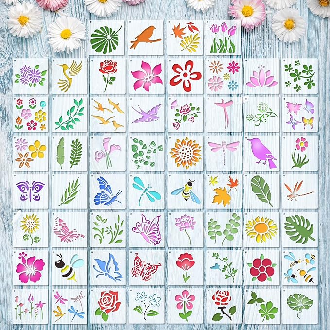 Marspark 72 Pcs Small Stencils for Crafts Reusable 3 Inch Stencils for Painting - Image 8