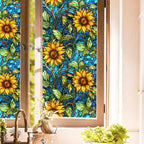 Sunflower Stained Glass Window Film, Non Adhesive Privacy Film, Stained Glass - Image 3