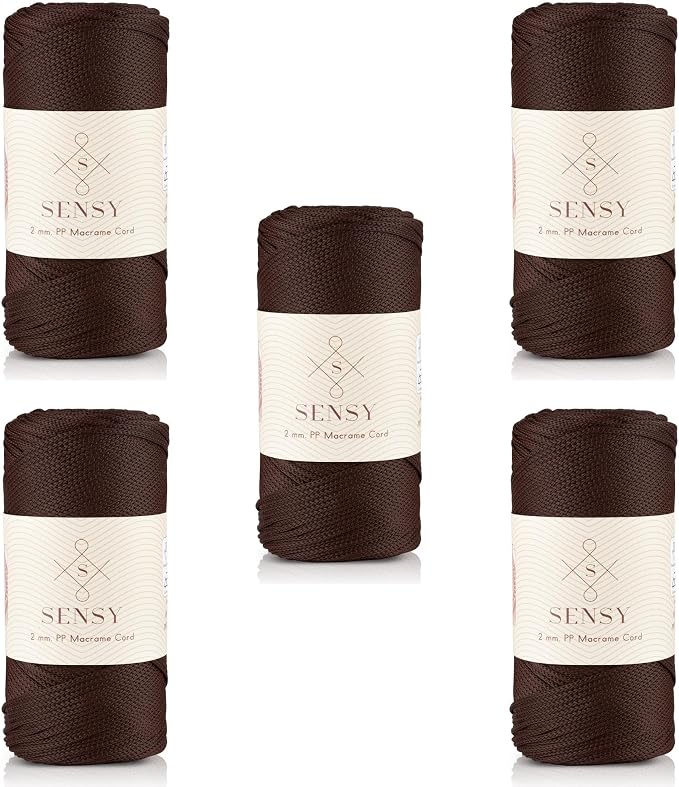 5 Skeins of Sensy Premium 2mm 251 Yards Polyester Rope 100% Polypropylene Cord by SSENSY