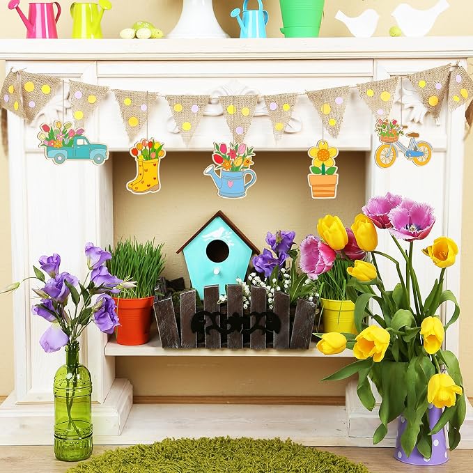 80PCS Wooden Spring Ornaments to Paint, 10 Styles DIY Blank Unfinished Wood - Image 4