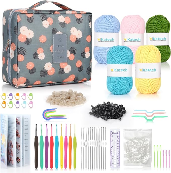 Katech Beginner Yarn for Crocheting and Knitting-Crochet Yarn Kit for by Katech