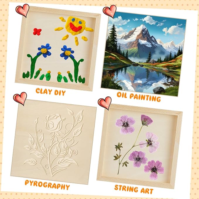 Barydat 1 Pack Wood Canvas Board 10 x 10 Inch Unfinished Wood Canvas Wooden - Image 6