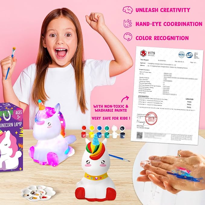 Goodyking Paint Your Own Unicorn Lamp Art Kit, DIY Night Light, Arts & Crafts - Image 3