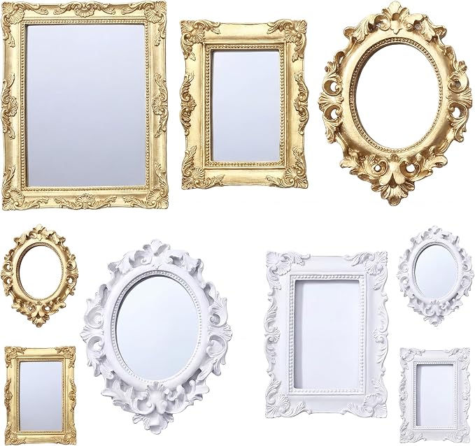 Skylety 10 Pieces Miniature Dollhouse Mirror European Frame Mirror Victorian by Skylety