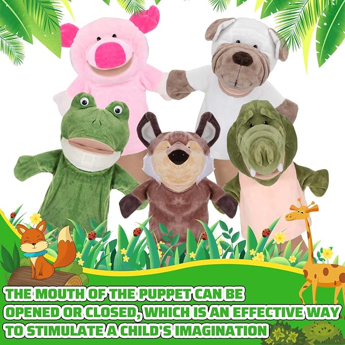 Hiboom 20 Pieces Animal Hand Puppets Kids Hand Puppets - Image 3