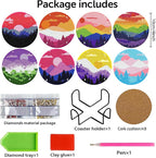 8 PCS Diamond Art Coasters Kits Moutain Sunset Diamond Painting Coaster | - Image 2