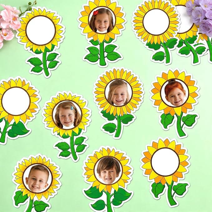 60pcs Sunflower Theme DIY Cutouts Sunflower Bulletin Board Decoration Set - Image 4
