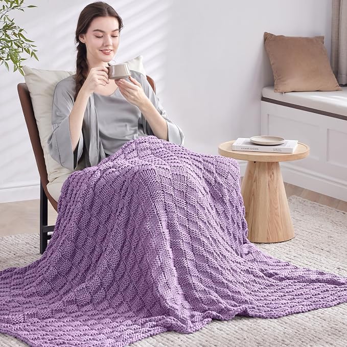 Knitted Weighted Blanket Adult, No Beads Heavy Blanket 60” x 80'' 17lbs - Image 7