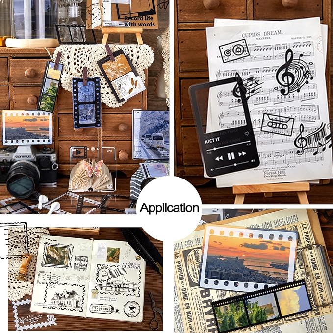 120PCS Retro Camera Film Frame Stamp Poster PET Stickers - Image 8