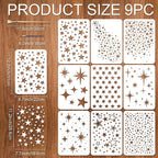 9pcs Star Stencils for Painting Plastic Twinkle Stars Drawing Stencils for - Image 2