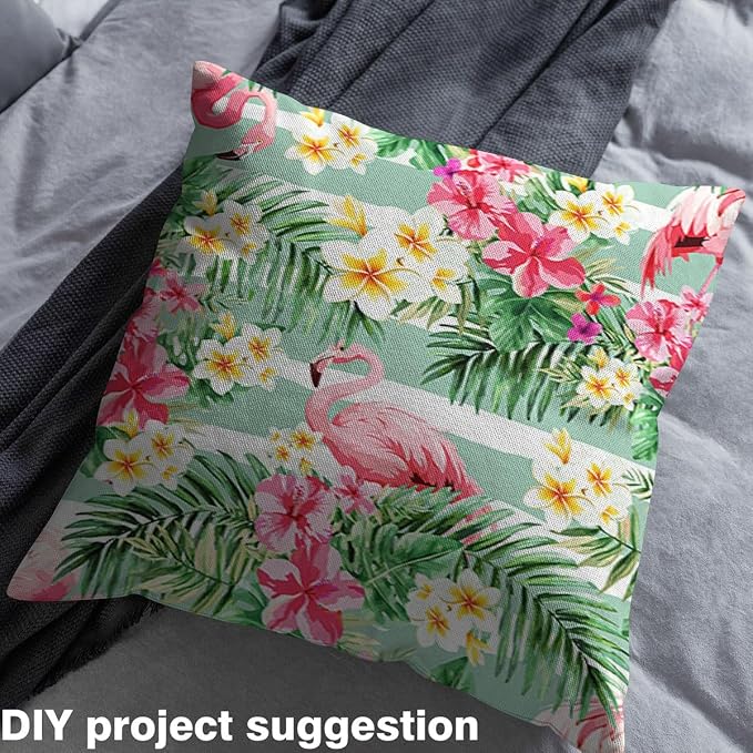 Feelyou Flamingo Upholstery Fabric by The Yard, Tropical Hawaiian Floral - Image 4