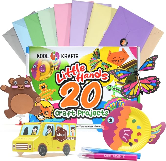 20 Arts & Crafts Kit for Kids, All-Inclusive, No Mess Craft Kits & Supplies for by KoolKrafts
