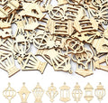 200 pcs Mixed Styles Hollow Lantern Theme Undyed Wood Cutout Charms Pyrography by Gythara