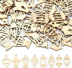 200 pcs Mixed Styles Hollow Lantern Theme Undyed Wood Cutout Charms Pyrography by Gythara