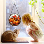 DASTOLL Stained Glass Window Hanging, Pumpkin Maple Leaf Suncatcher - Image 2