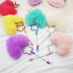 Beadable Heart Pom Pom Keychain Blank Bar - Image 2