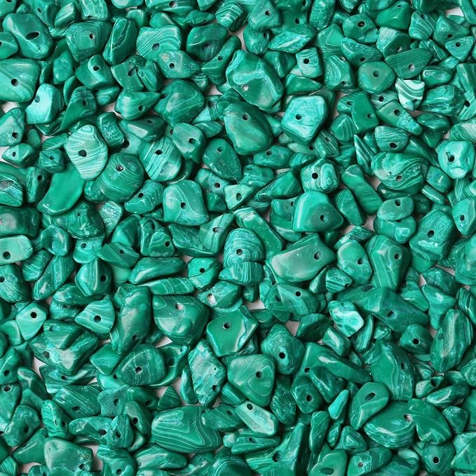 LAIDANLA Malachite 400pcs Natural Chip Stone Beads 5-8mm Healing Crystal by LAIDANLA