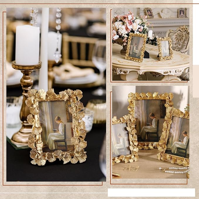 Wonderjune 3 Pcs Vintage Picture Frames Antique Set Baroque Ornate Gold Arched - Image 4