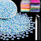 4000pcs 4mm Resin Rhinestones Bulk, Lake Blue AB Flatback Round Jelly by BELLEBOOST