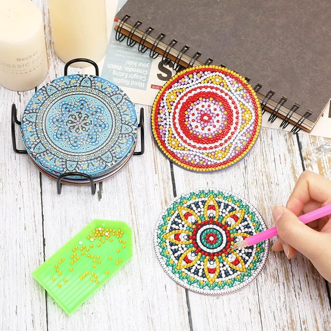 UPINS 8Pcs Mandala Diamond Art Painting Art Coasters Kits - Image 7